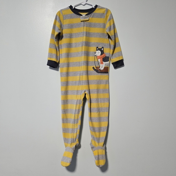 Carter's Toddler 3T Boy/Girl Striped Fleece Husky Footed Pajamas - Picture 1 of 11